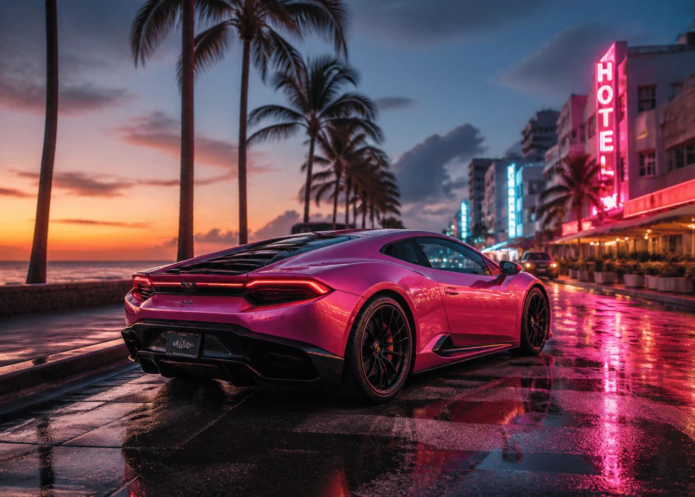 Neon Vice City hypercar